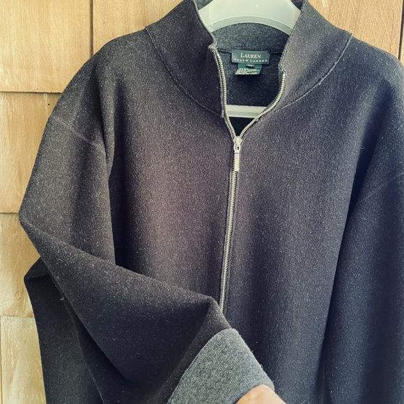 LAUREN Ralph Lauren Black/Gray Worsted Wool Blend Zip Up Jacket Size 2X - Picture 3 of 11